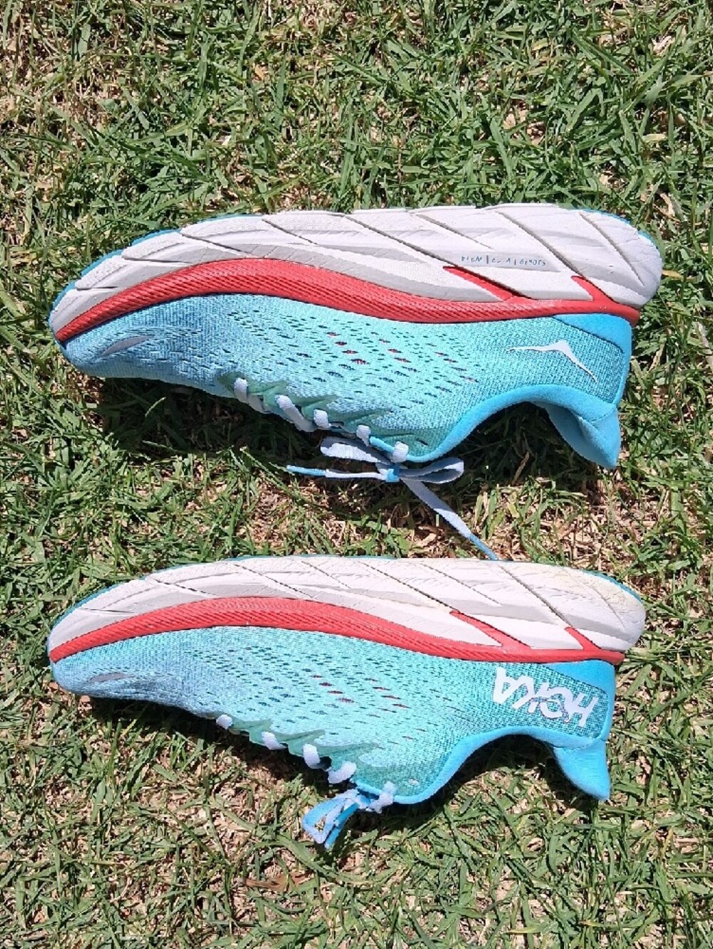 Hoka One One Women's Running Shoes - Aqua with Coral and White - Picture 8 of 13